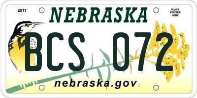 NE license plate BCS072