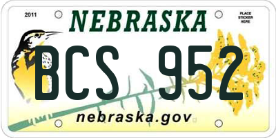 NE license plate BCS952