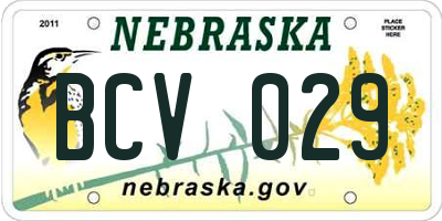 NE license plate BCV029