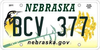 NE license plate BCV377