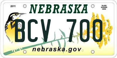 NE license plate BCV700