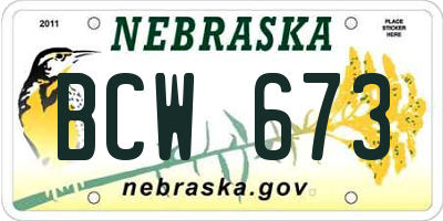 NE license plate BCW673