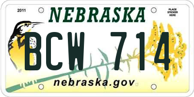 NE license plate BCW714
