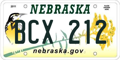 NE license plate BCX212
