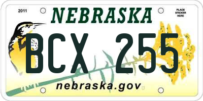 NE license plate BCX255