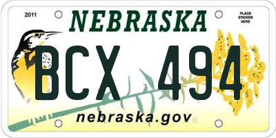 NE license plate BCX494