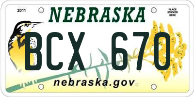 NE license plate BCX670
