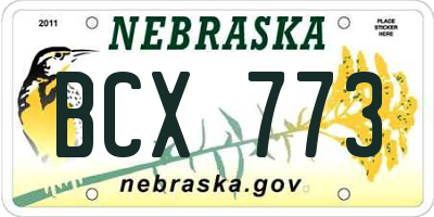 NE license plate BCX773