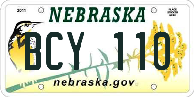 NE license plate BCY110