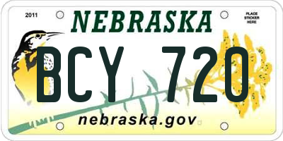 NE license plate BCY720