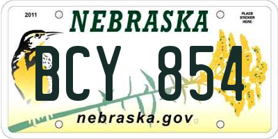 NE license plate BCY854