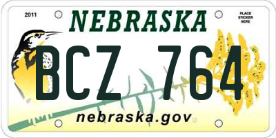 NE license plate BCZ764