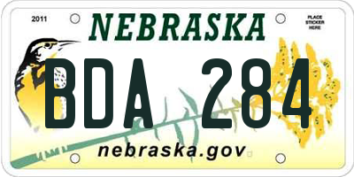 NE license plate BDA284