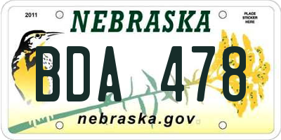 NE license plate BDA478