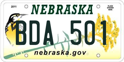 NE license plate BDA501