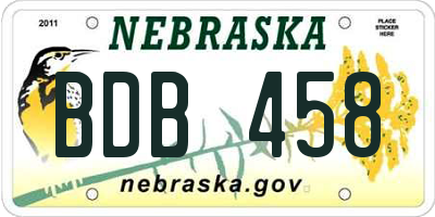 NE license plate BDB458