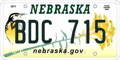 NE license plate BDC715
