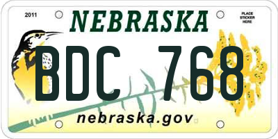 NE license plate BDC768
