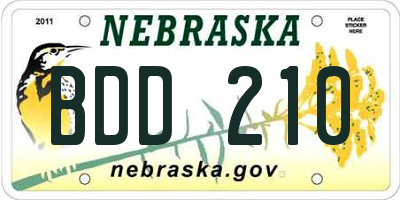 NE license plate BDD210