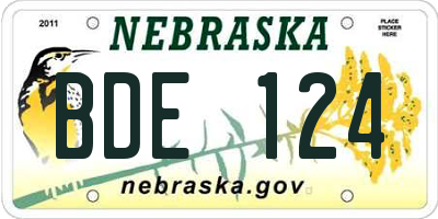 NE license plate BDE124