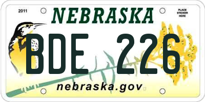 NE license plate BDE226