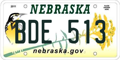 NE license plate BDE513