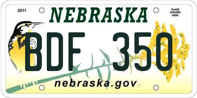 NE license plate BDF350