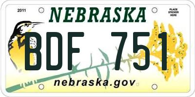 NE license plate BDF751