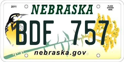 NE license plate BDF757