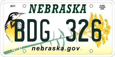 NE license plate BDG326