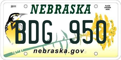 NE license plate BDG950