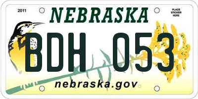 NE license plate BDH053