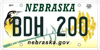 NE license plate BDH200