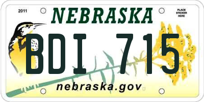 NE license plate BDI715