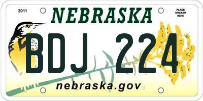 NE license plate BDJ224