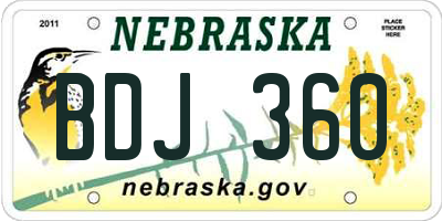 NE license plate BDJ360