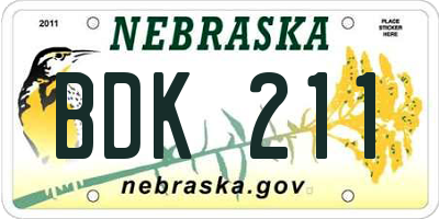 NE license plate BDK211