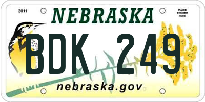 NE license plate BDK249