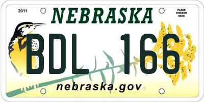 NE license plate BDL166