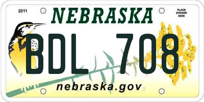 NE license plate BDL708
