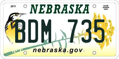 NE license plate BDM735