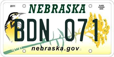 NE license plate BDN071