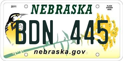 NE license plate BDN445