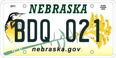 NE license plate BDQ021
