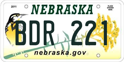 NE license plate BDR221
