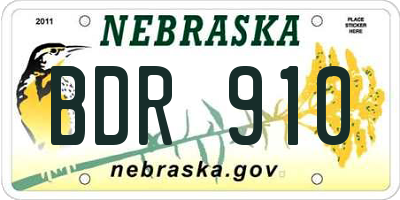NE license plate BDR910