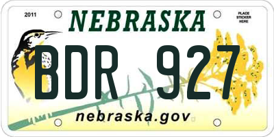 NE license plate BDR927