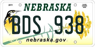NE license plate BDS938