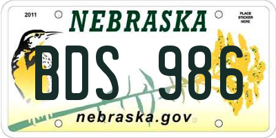 NE license plate BDS986
