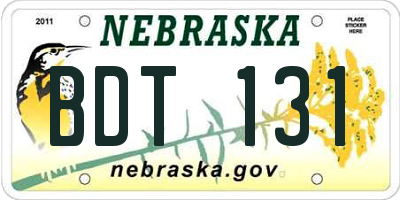 NE license plate BDT131
